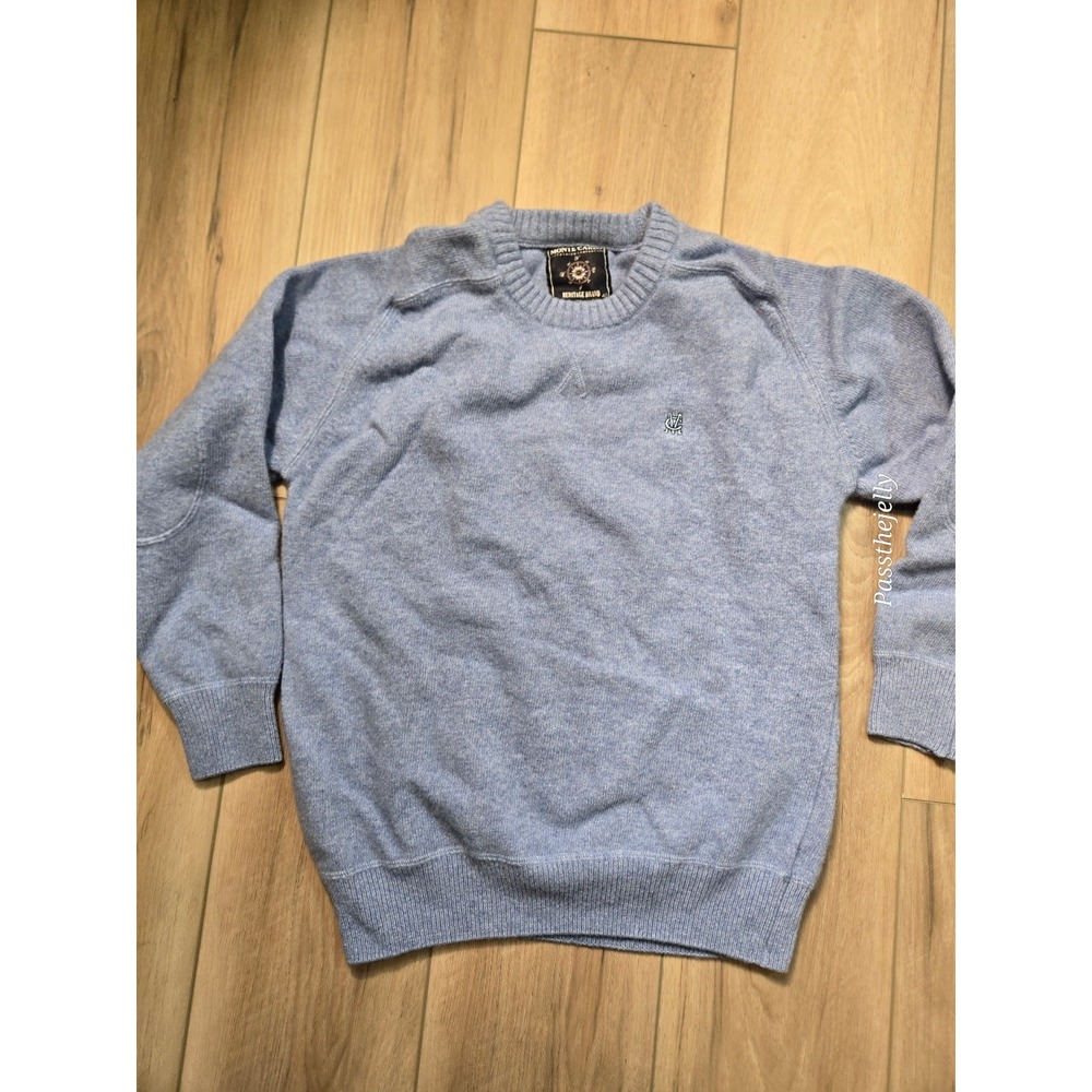 Vtg Monte Carlo Sweater Mens Medium Lambswool Crew Neck Pullover